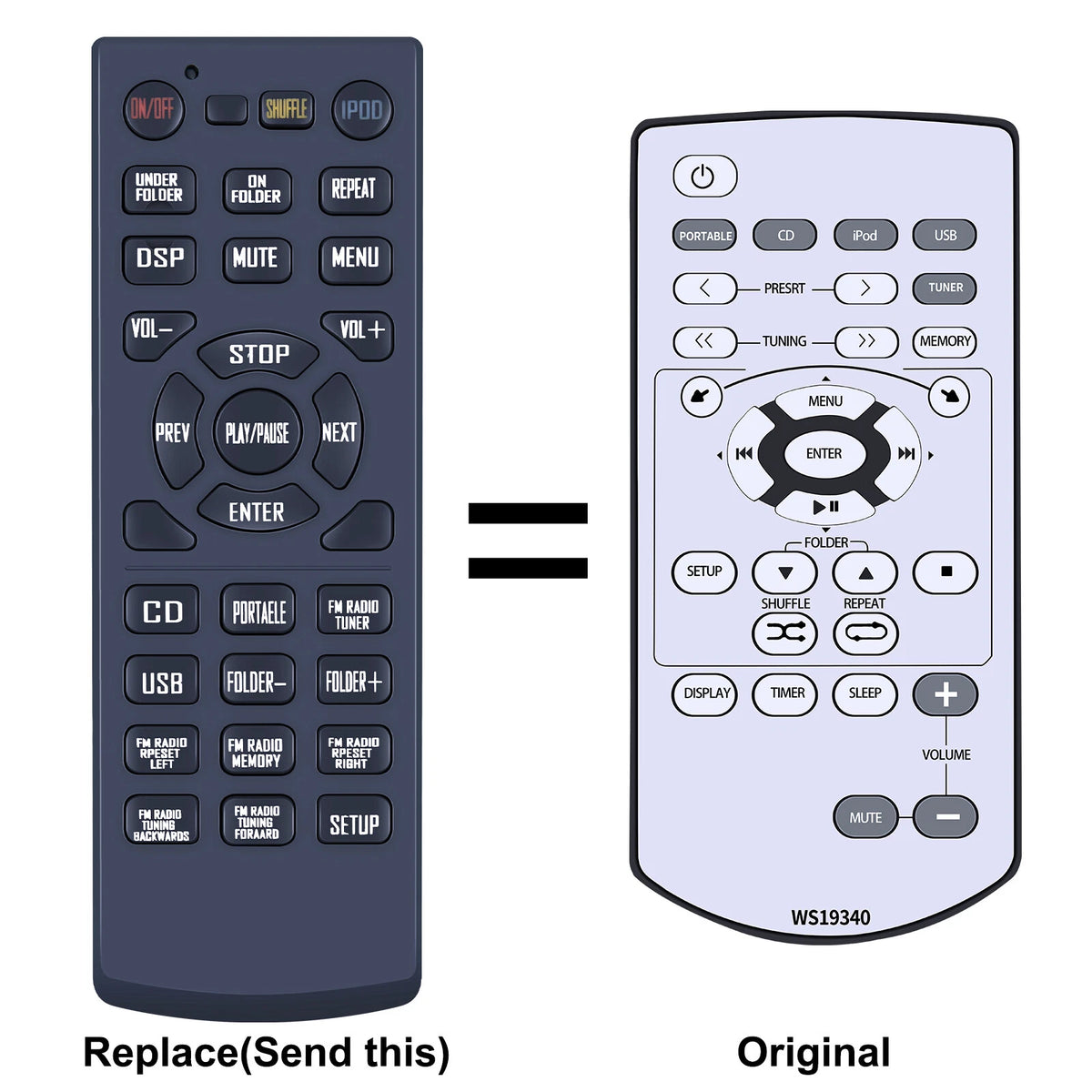Replacement Remote Control For Yamaha WS19340 CRX-040 MCR-040