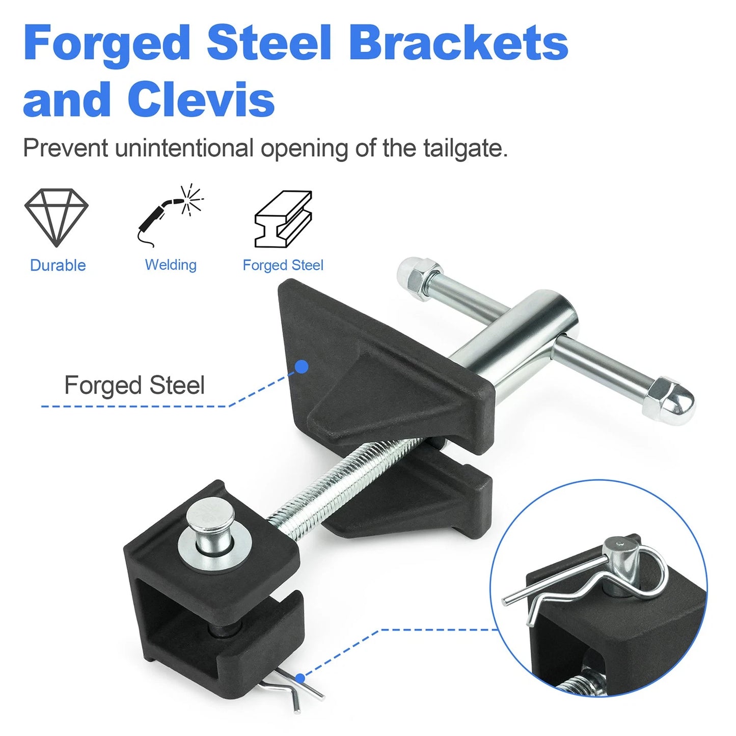 Steel Tailgate Latch Assembly with Forged Steel Brackets, Replaces TGL3410ST