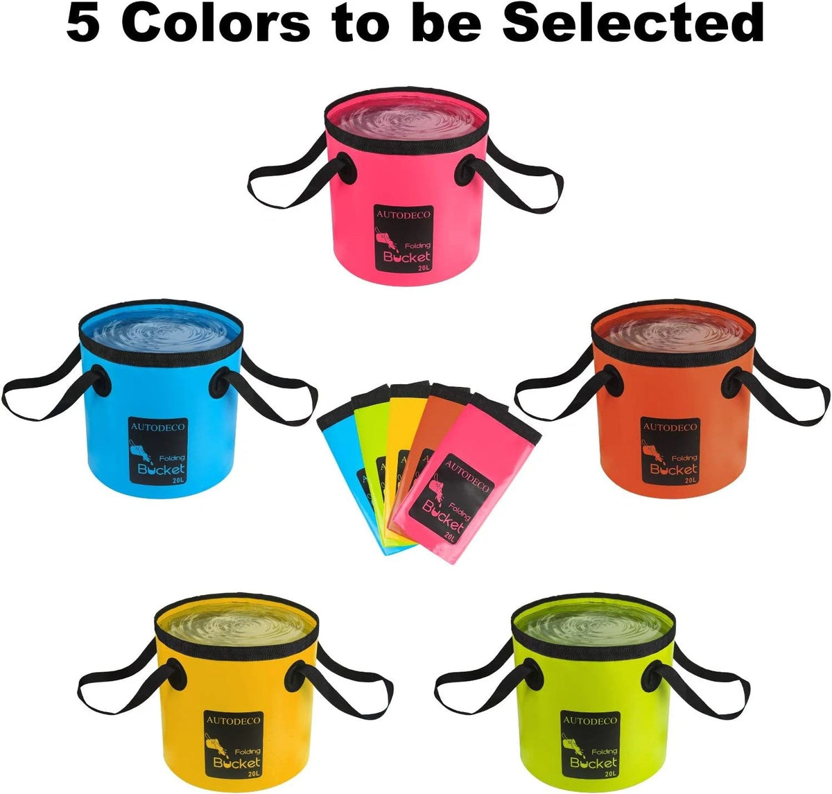 AUTODECO Collapsible Bucket 5 Gallon Container Folding Water 20L-1Pcs, Blue
