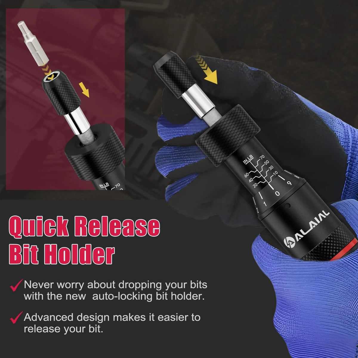 ALAIAL Torque Screwdriver Set 10-70 in-lb, Adjustable Inlb, Red