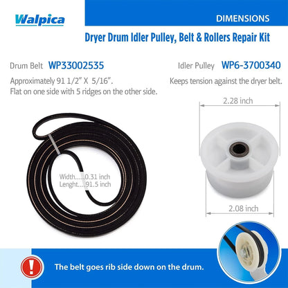 303373, Dryer Drum Support Roller Belt Idler Pulley Repair Kit for Maytag...