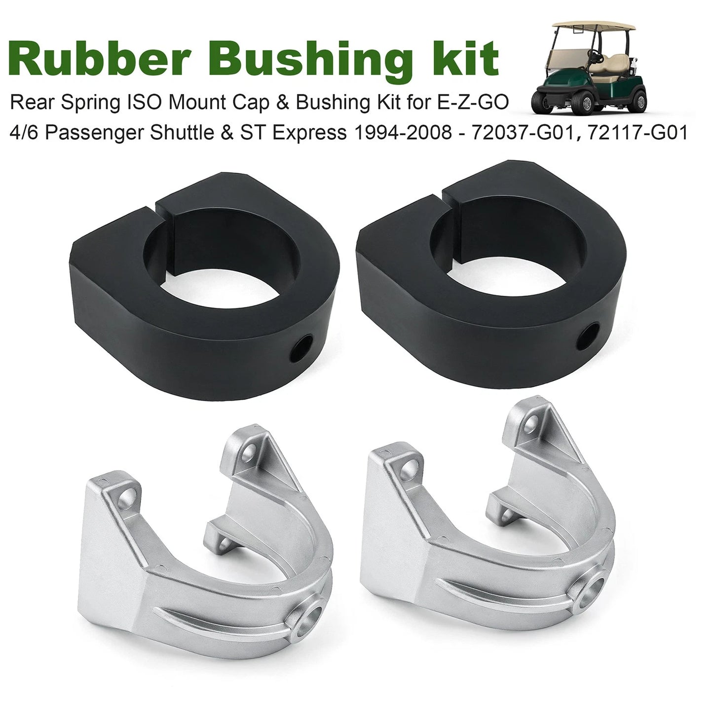 For EZGO Gas Golf Cart 1994-2008 Rear Spring ISO Mount Cap w/ Rubber Bushing
