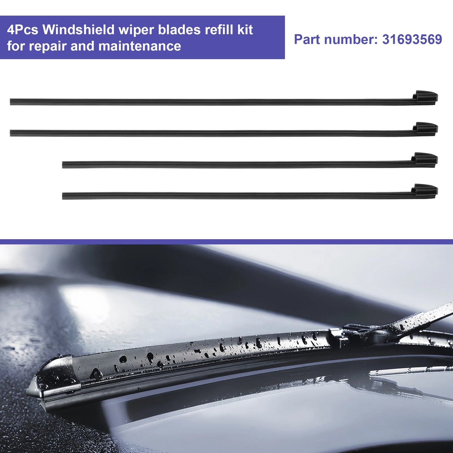 4PCS Front Wiper Blades For Volvo S60 V60 2019-2025 31693569