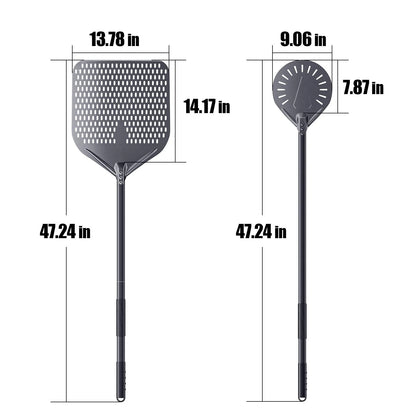 CUTEDATE 2 Piece Pizza Peel Set, 14 Inch Perforated 47.2INCH / 120CM, Gray