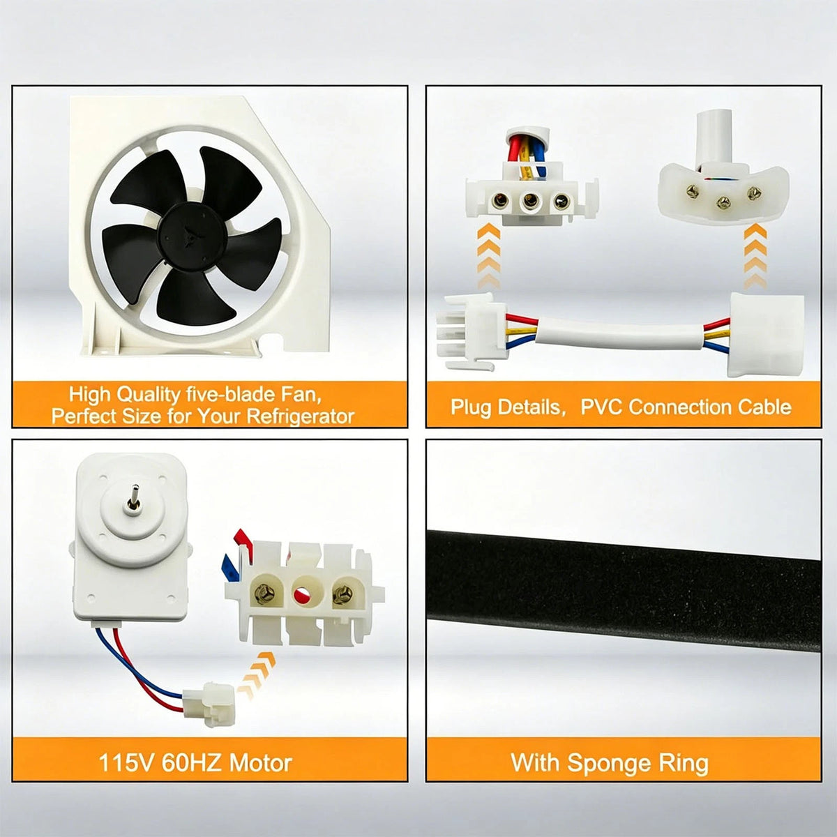 5303918774 Condenser Fan Motor Includes Mounting Bracket Foam Tape 115V No Tools