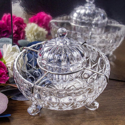DUEBEL Car Server Set with 2 Mother of Pearl Spoons - Elegant L, Clear
