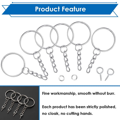 Seept 420Pcs 1" 25mm Keychain Making Kit, Including 140Pcs Sliver
