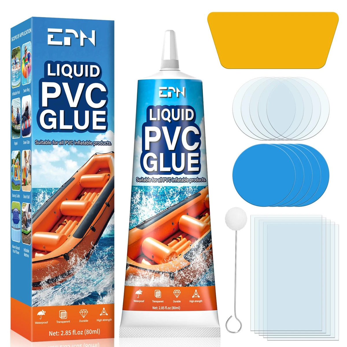 EPN Air Mattress Patch Kit, Waterproof Vinyl Pool Liner Repair Kit for Clear