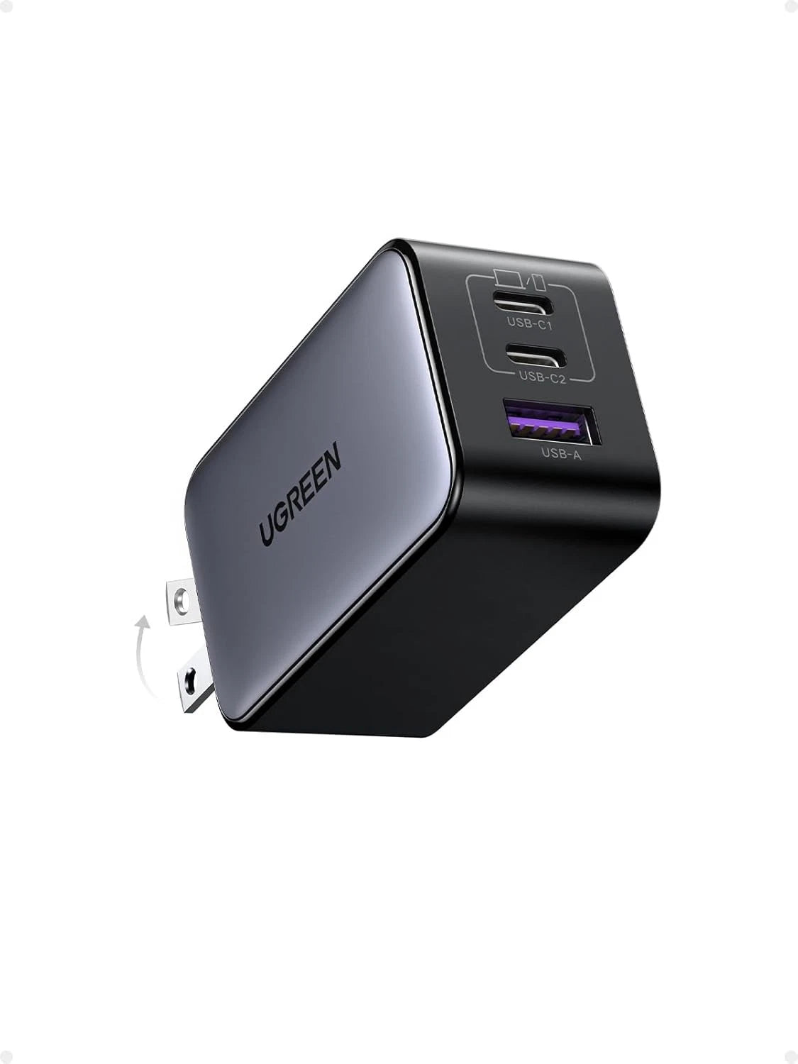UGREEN 65W USB C Charger Block, Nexode 3-Port GaN Fast Type C Charger, Black