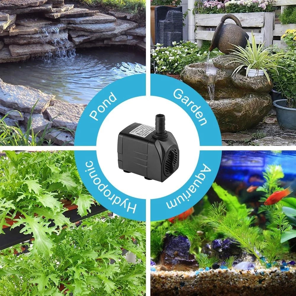 400GPH Ultra Quiet 1500L/H 25W Submersible Water Pump with 400GPH, Black