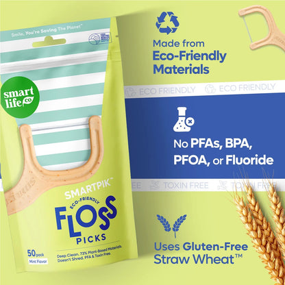 SmartLifeco Eco-Friendly Dental Floss Picks (200ct) - 1 Count (Pack of 200)