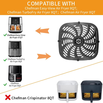 GCQ Air Fryer Grill Pan for Chefman Easy View 8 Qt TurboFry 8 8QT, Black