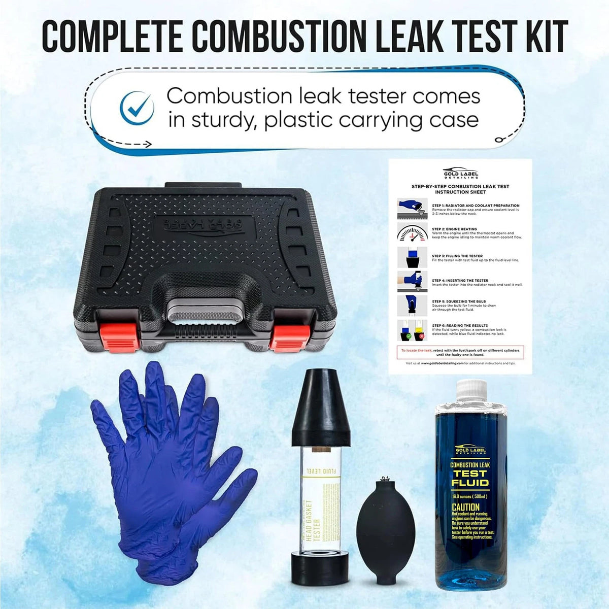 Gold Label Detailing Combustion Leak Detector Kit - 100+ Tests Automotive...