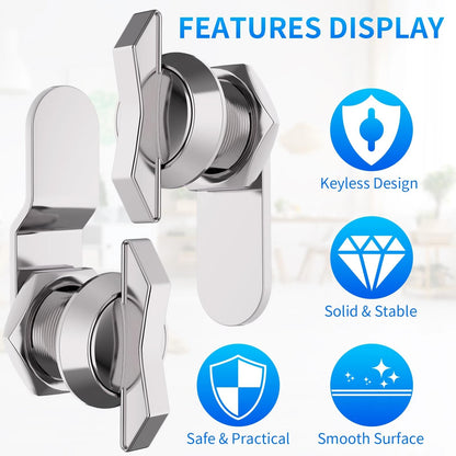 BEBOBLY 5/8 Inch Thumb Operated Offset Cam Lock, 5Pcs Keyless Silver