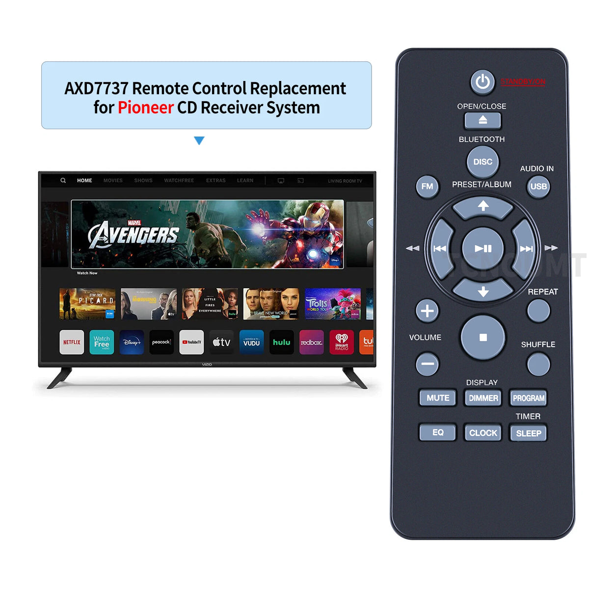 AXD7737 Remote Control For Pioneer CD Receiver System X-EM22 X-EM12 X-EM21