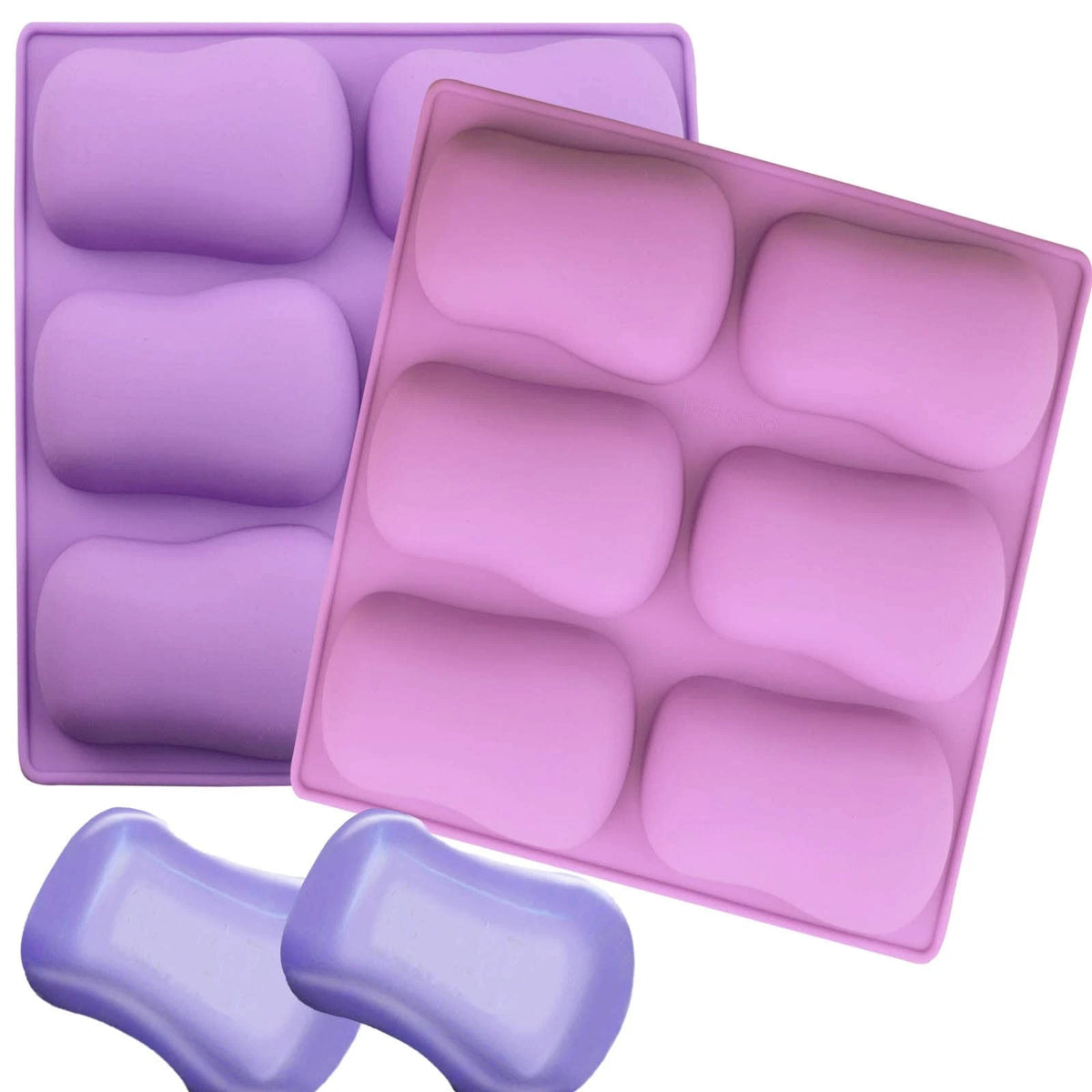 2 Pack Oval Silicone Soap Molds，6 Cavity Molds