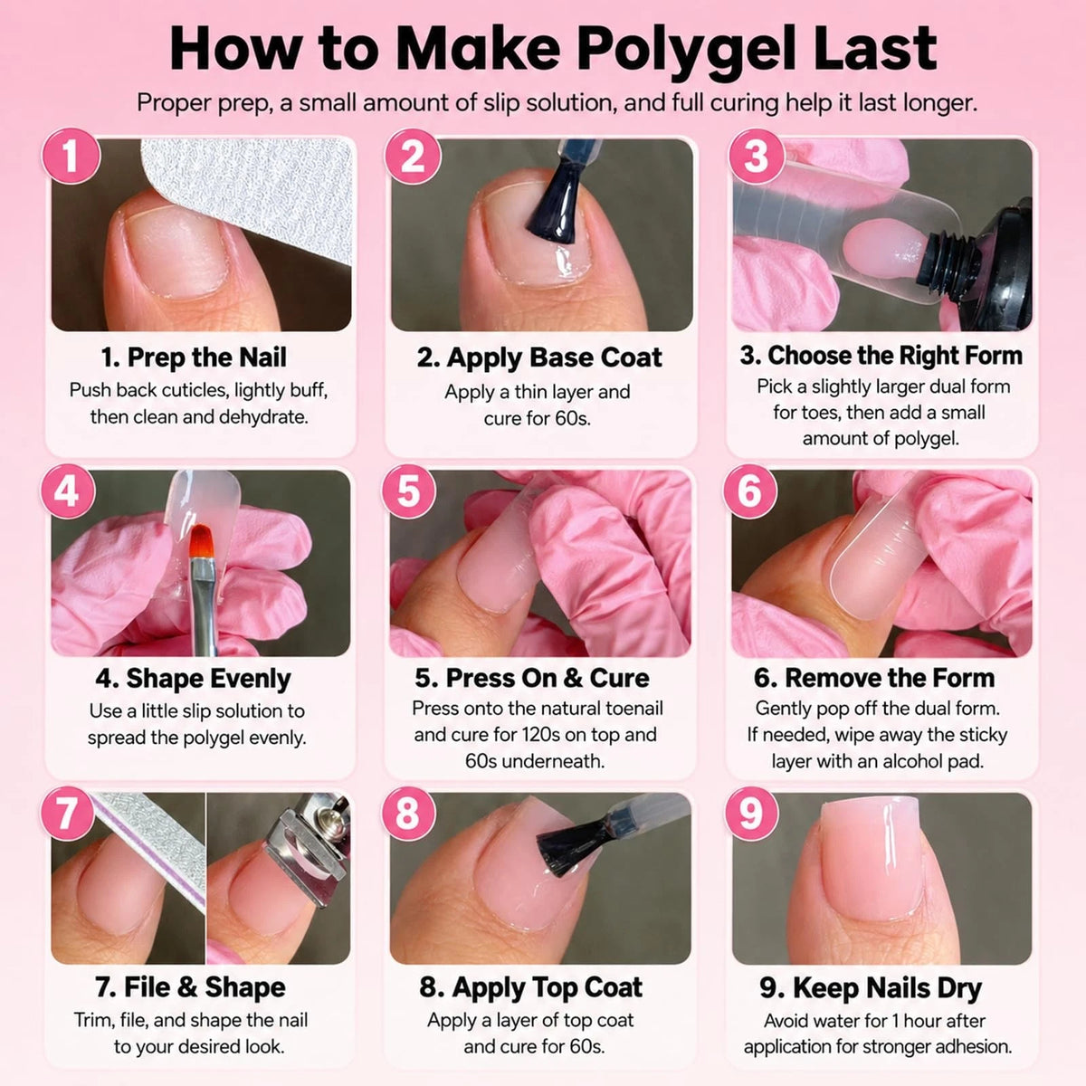 GlimightyX Polygel Toenail Kit, Medium, 01-3 Colors Basic Kit
