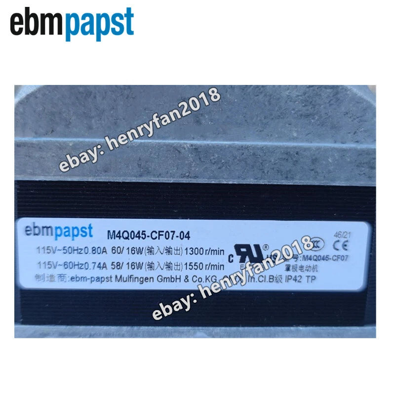 Ebmpapst Motor M4Q045-CF07-04 115V 60/16W 50/60Hz Freezer /Condenser Fan Motor