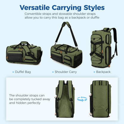 Searock 45L Gym Bag for Men, 3-In-1 Duffle Backpack Travel, Green