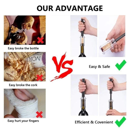 Wine Air Pressure Pump Bottle Opener Set,Simple large, Black 5 set