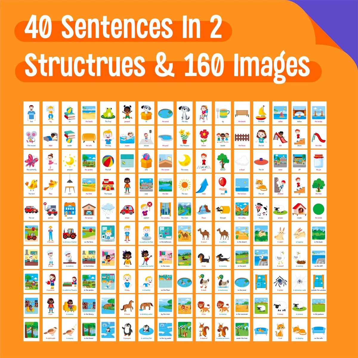 Sentence Flip Charts, 80 Double Sided Cards 40 5.31 inches x 8.66