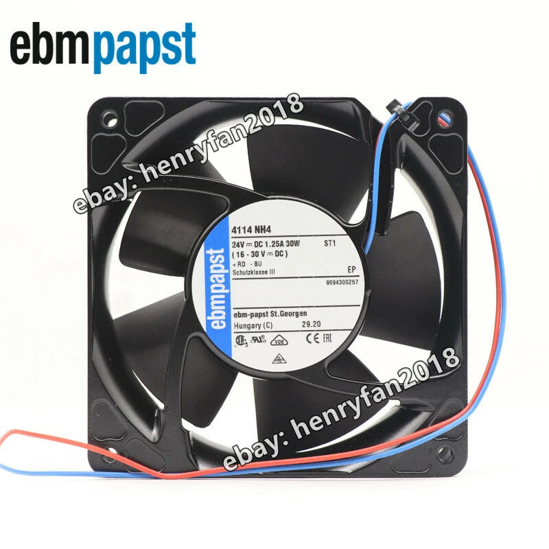 Ebmpapst 4114NH4 Axial Fan 24V 1.25A 30W 120*120*38MM 2-wire Cabinet Cooling Fan