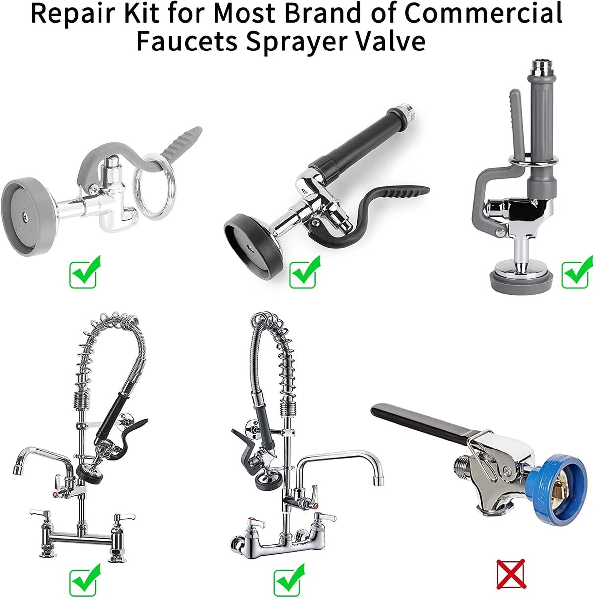 3 Pack Pre-Rinse Spray Valve Repair Kit for Most Commercial Kitchen Sink Gray