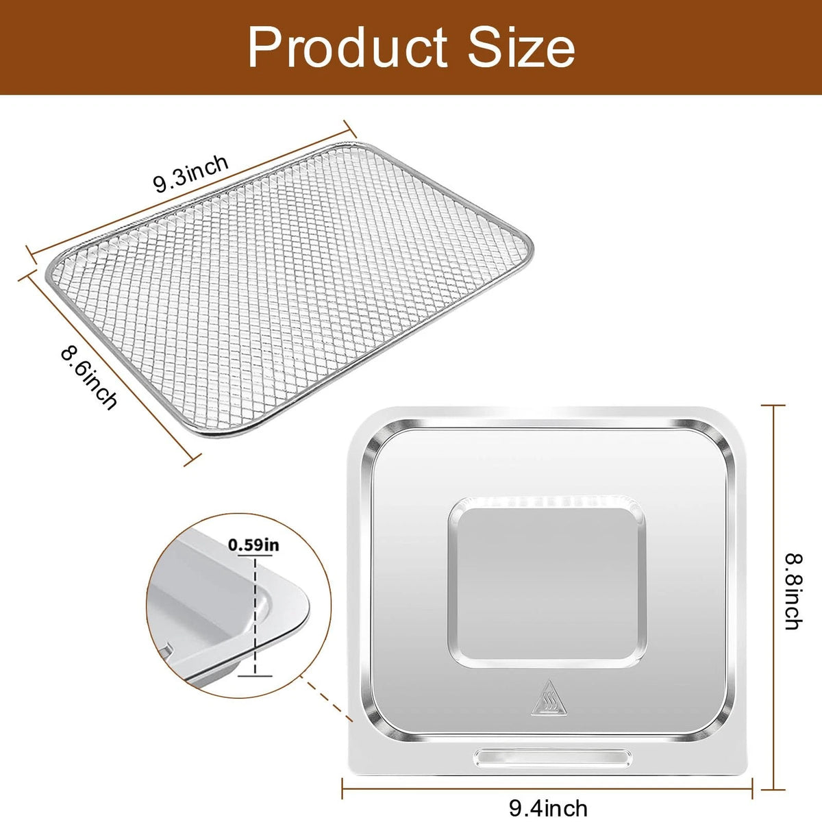 GWYSY Air Fryer Replacement Parts for 9.4×8.8 IN Accessories Chefman 10QT