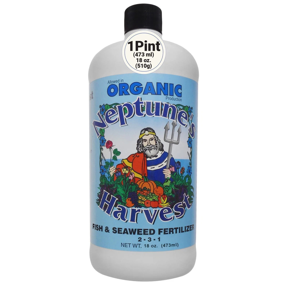 Neptune's Harvest Fish & Seaweed Liquid Fertilizer (2-3-1) - 18oz Pint 18 oz