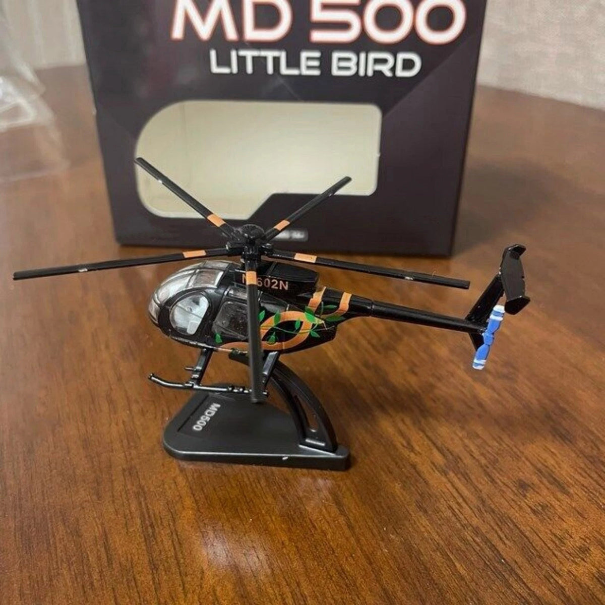 7.4cm Diecast Alloy 1/100 Scale USA Bird MD500 Helicopter Model Static Display