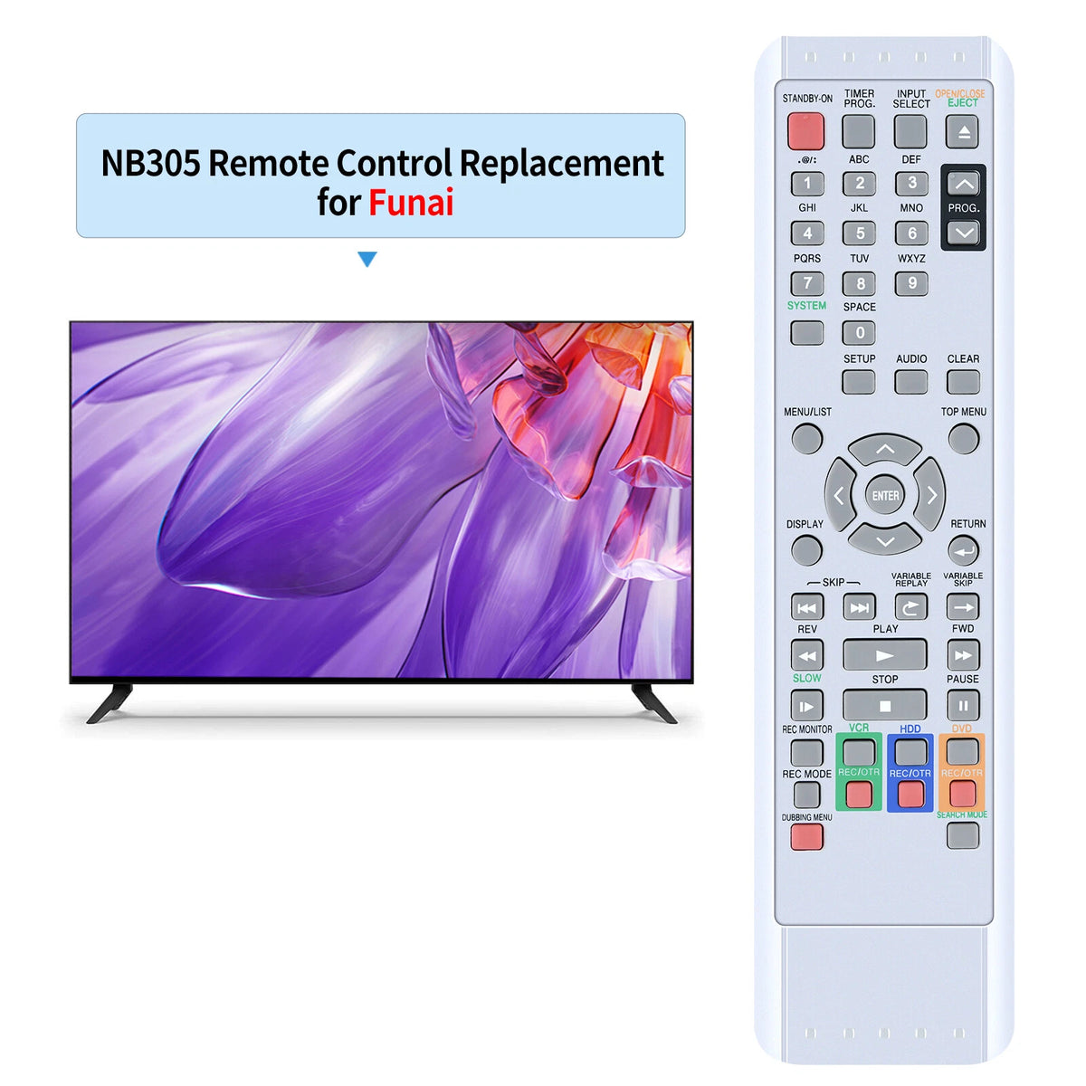 NB305 Remote Control For Funai HDR-D2835 HDR-D2835D DVD+VCR Combo