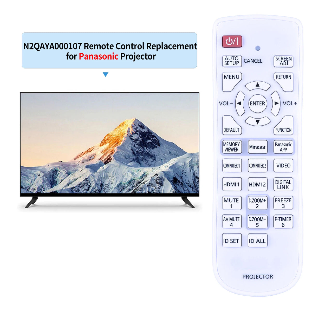 N2QAYA000107 Remote Control For Panasonic PT-VZ575N LCD Projector N2QAYA000090