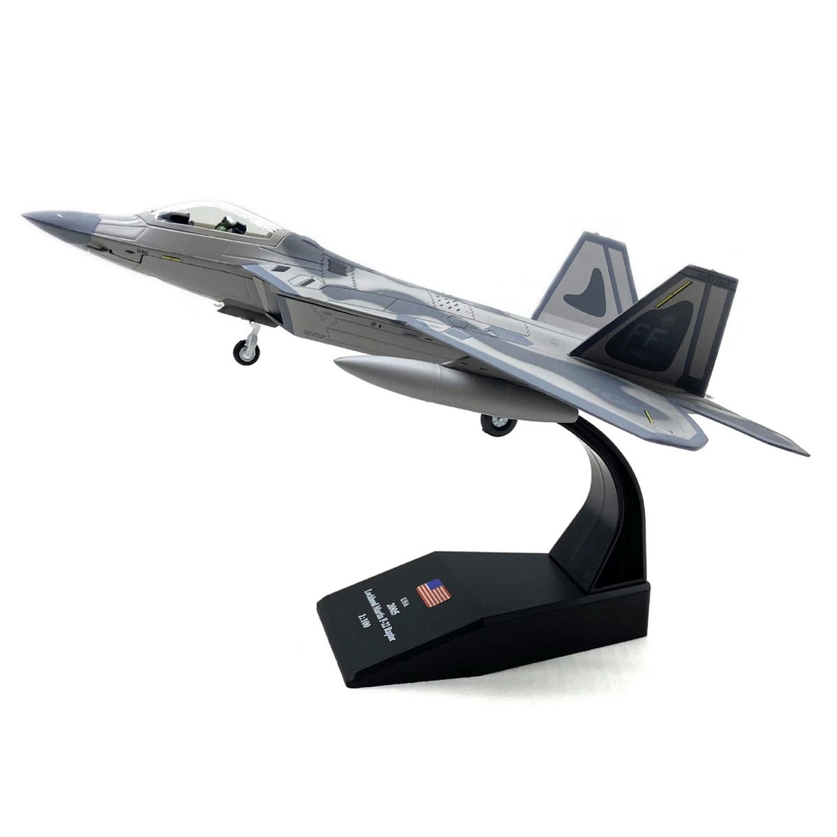 Retro 1/100 US F22 Raptor Stealth Fighter Alloy Jet Aircraft Model Military