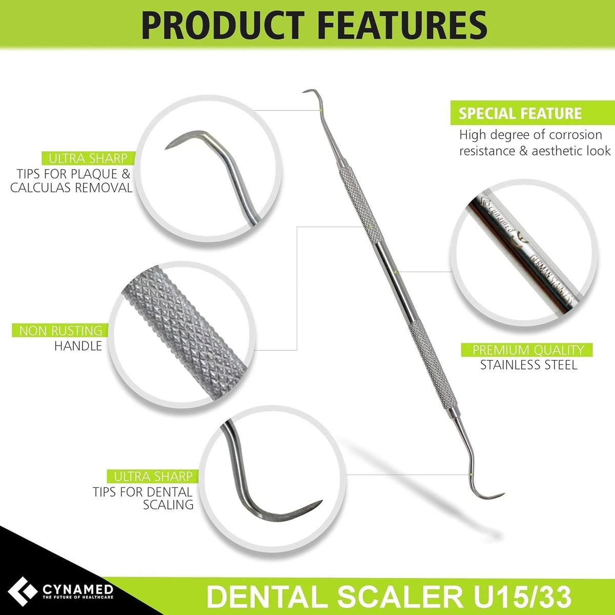CynaMed Dental Tools Oral Care Kit (5-Pack) – Stainless Steel 6 Piece Set