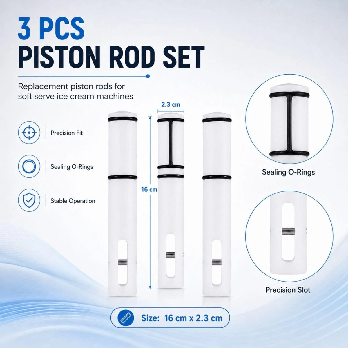 FROZTIVA 16cm Valve Rods for Soft Serve Ice Cream 16cm, White and Black