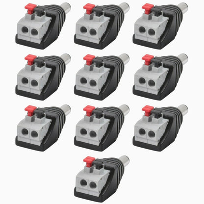 10pcs Male 5.5mm x 2.1mm DC Power Jack Screwless Quick Connect for LED 12V 24V
