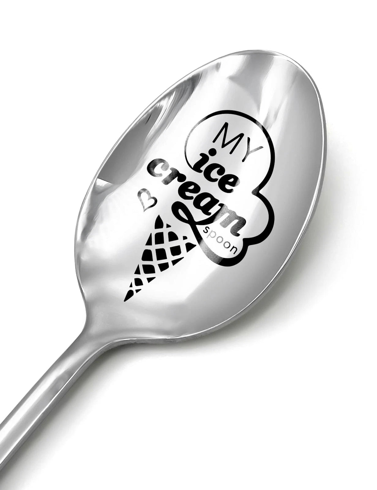 PWHINGN Funny My Ice Cream Spoon Engraved 7.5 x 1.3 x 0.8 inches, Silver
