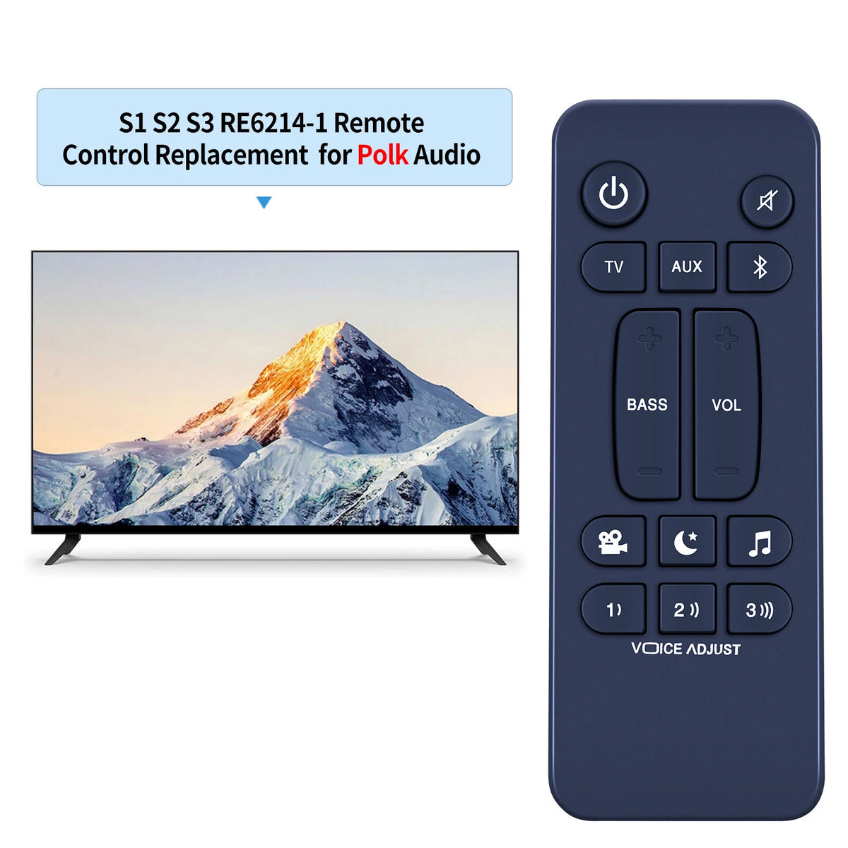 Remote Control For Polk Audio Signa S1, S2, and S3 RE6214-1 Ultra-Slim Soundbars
