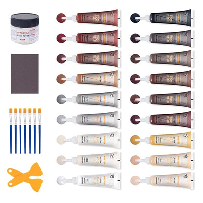 Wood Scratch Repair Kit - 18 Color Fillers Paste 31 Piece Set, Walnut