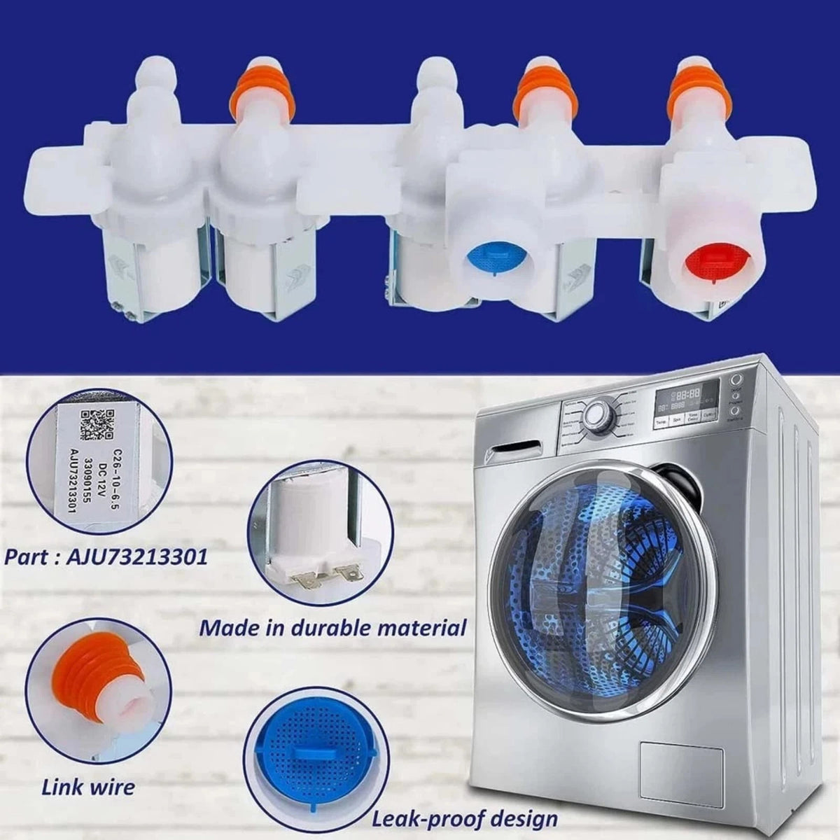 Water Inlet Control Valve For LG For Kenmore Washer 5221EA1008F AJU75152601