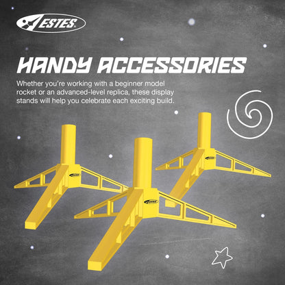 Estes 2291 Pack of 3 Model Rocket Display Stands, Small, Brown/a