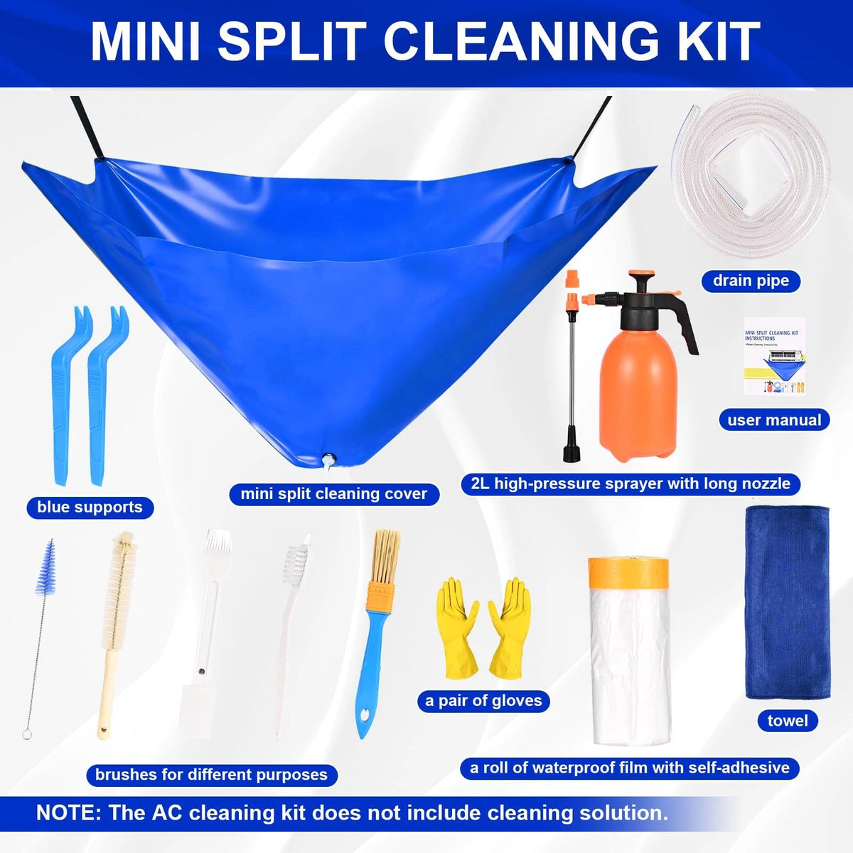 LEARNIBEE 14Pcs Mini Split Cleaning Kit, Professional Large, Blue