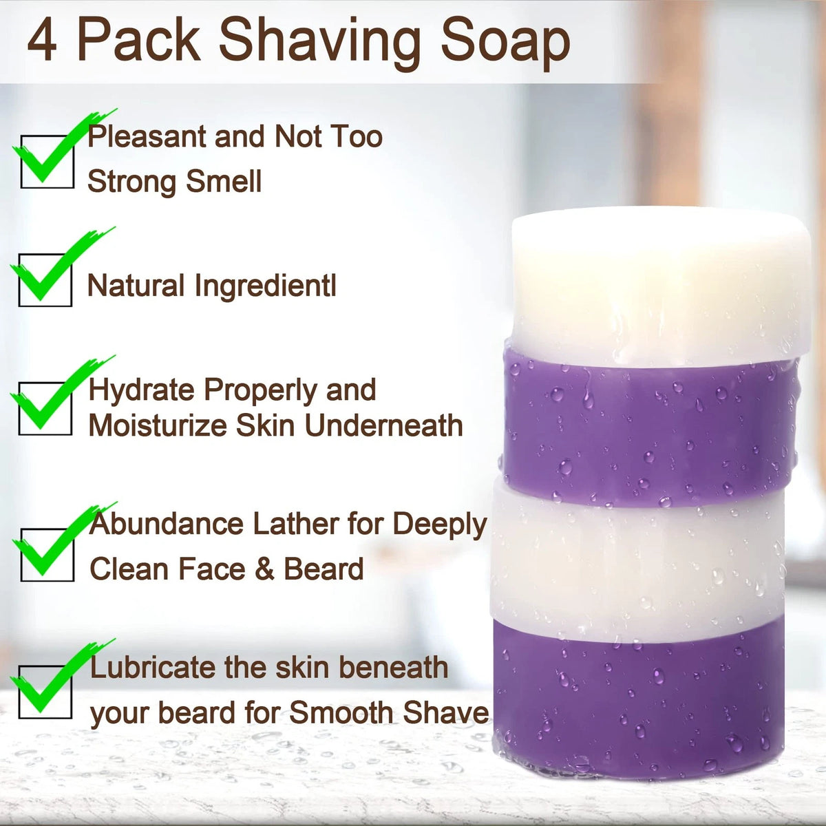 4 Packs Shaving Soap w/Shaving Bowl,Shaving Brush,Shaving 7 Piece Set