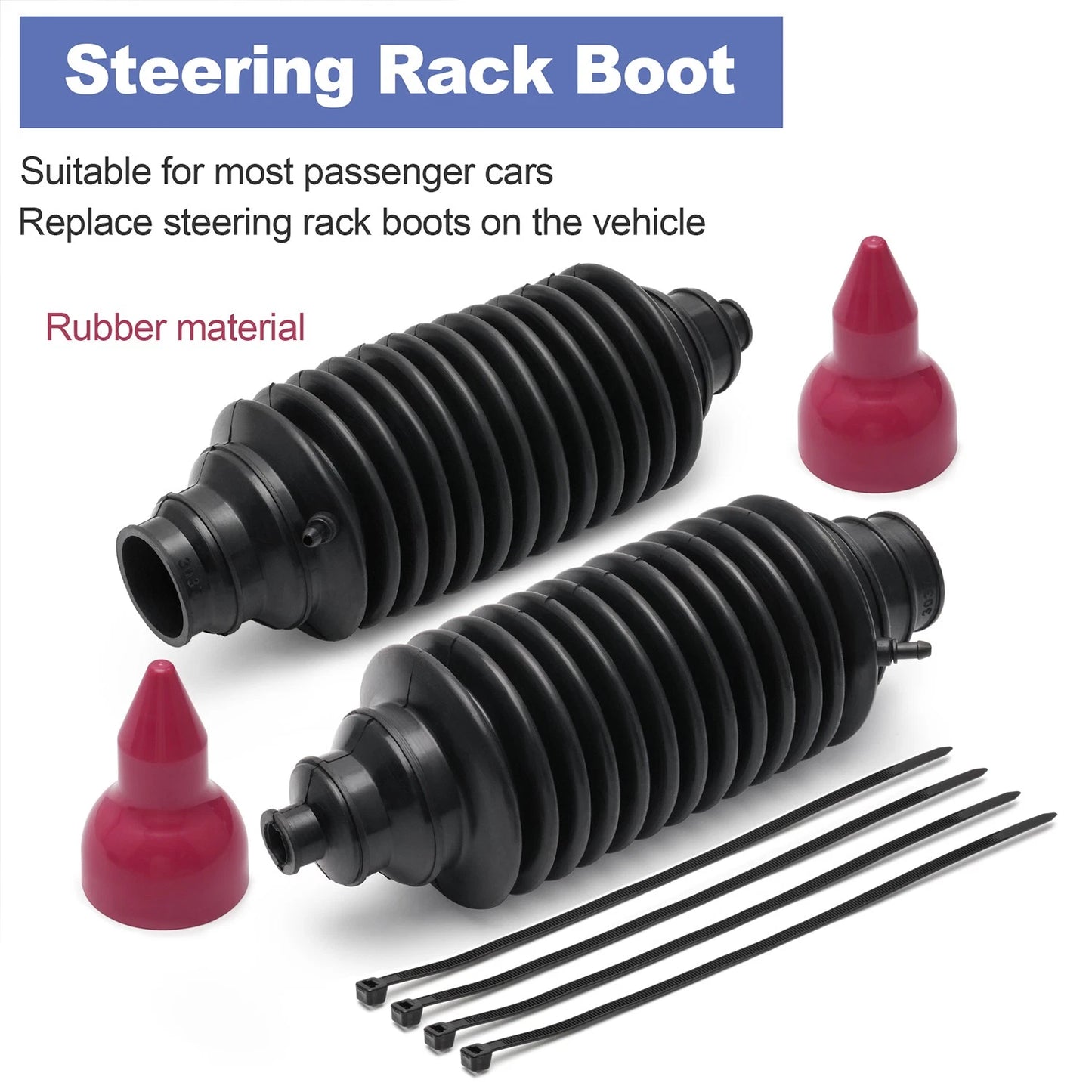 Set of 2 Universal Replacement Rack & Pinion Steering Boot Fits Most vehicles