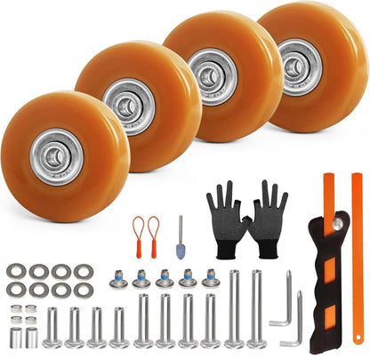 Luggage Wheels Replacement Kit 4PC Diameter 2in/50mm 50mm-Orange, Orange