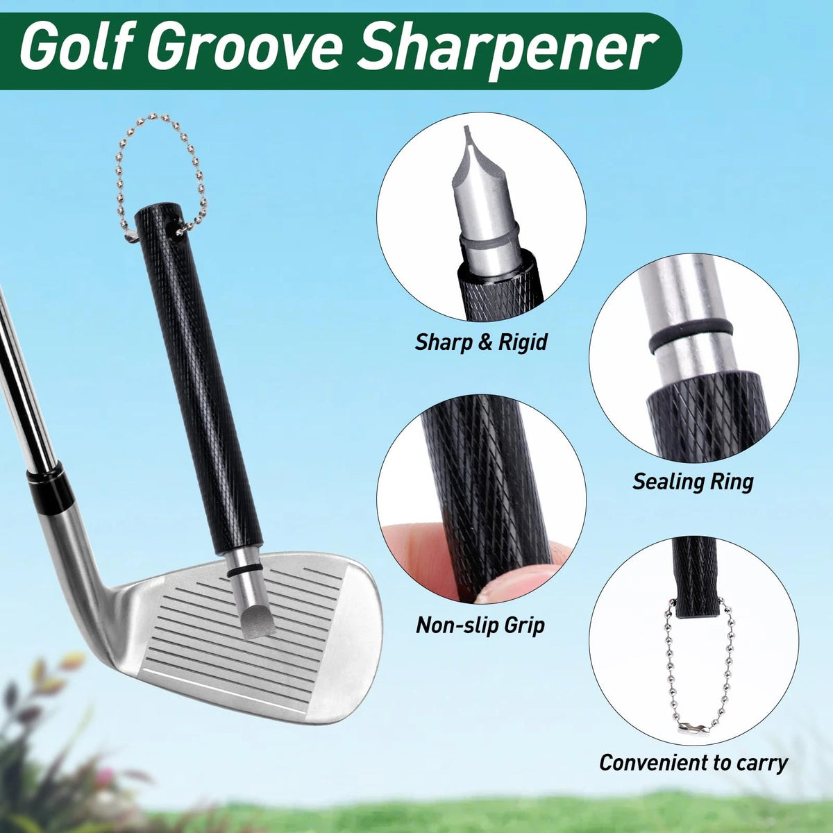 Gofly Golf Club Cleaning Kit, Brush & Groove Sharpener & Black