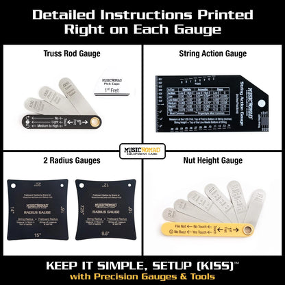 MusicNomad Precision 6 pc. Guitar Setup Gauge Tool Set - 5x6x2 inches, Black
