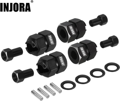INJORA Thickness 9mm(+5mm) Black Brass Wheel Hex with Nuts for TRX4M