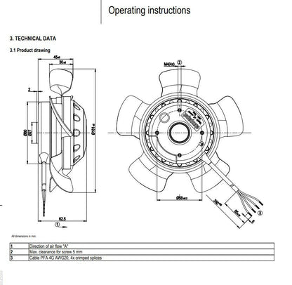 Ebmpapst M2D068-BF AC Fan 400/480V 0.18/0.19A Siemens Spindle Motor Cooling Fan