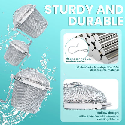 4 Pack Ultrasonic Cleaner Basket, Stainless Steel Mesh Basket Fine Silver